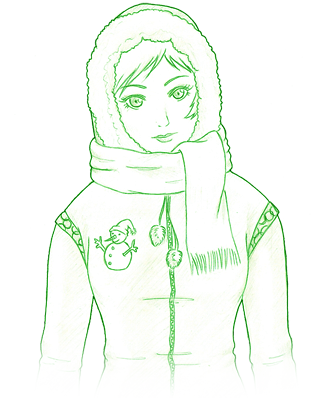 dessin d'une jeune fille qui porte un manteau